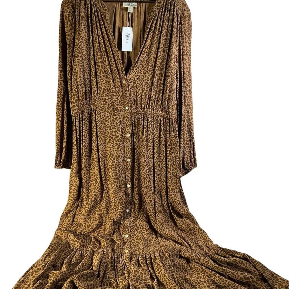 Style & Co - Women's Animal Print Brown Leopard Print Maxi Dress - Size: Large